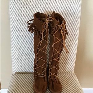 Brand New Minnetonka front lace knee-hi boots